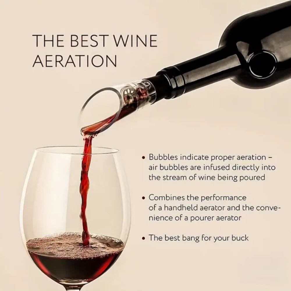 Wine Pourer, Premium Aerating Pourer And Decanter Spout; WINE LOVERS!